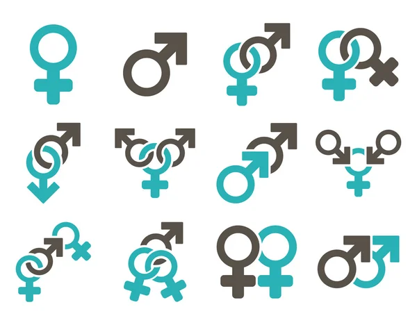 Seksuele relatie symbolen platte Vector Icon Set — Stockvector