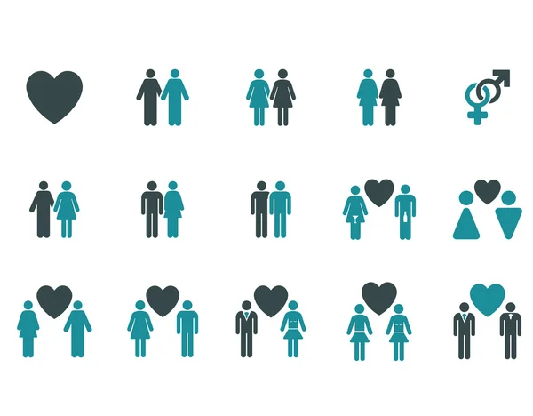 Ensemble d'icônes vectorielles plates Love Pairs — Image vectorielle