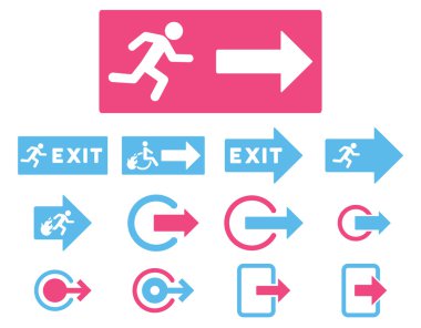 Yangın çıkış düz vektör Icon Set