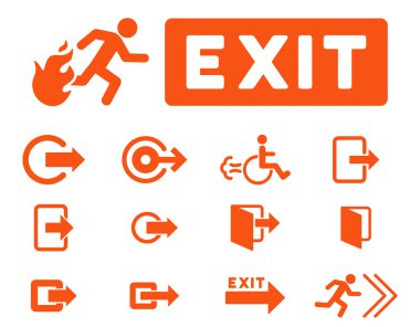 Yangın çıkış düz vektör Icon Set