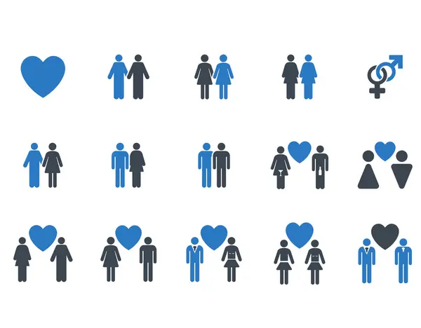 Ensemble d'icônes vectorielles plates Love Pairs — Image vectorielle