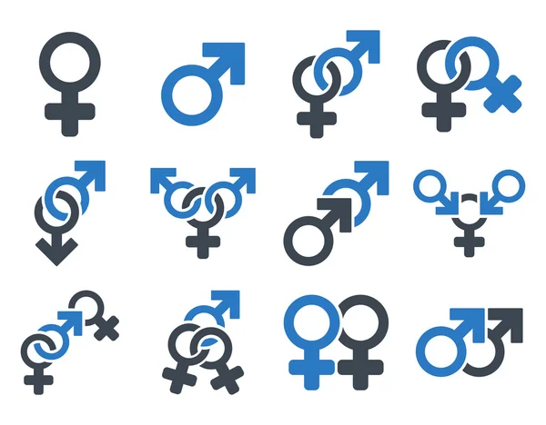 Símbolos de relación sexual Set de iconos vectoriales planos — Vector de stock