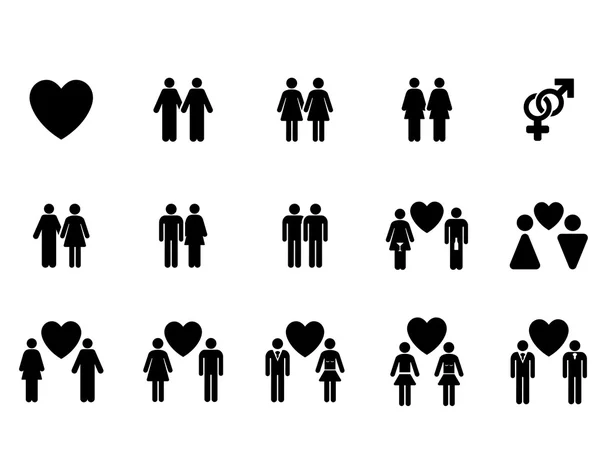 Ensemble d'icônes vectorielles plates Love Pairs — Image vectorielle