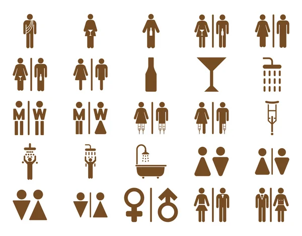 Toilette Personen flache Vektor Icon Set — Stockvektor