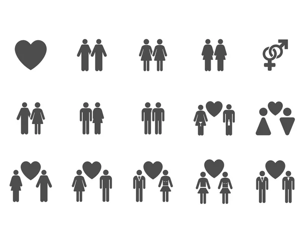 Ensemble d'icônes vectorielles plates Love Pairs — Image vectorielle