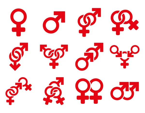 Sexual Relation Symbols Flat Vector Icon Set — Stock Vector