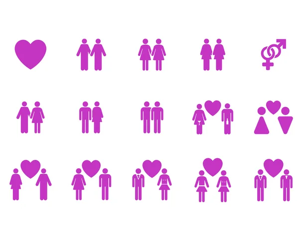 Pares de amor Set de iconos vectoriales planos — Vector de stock