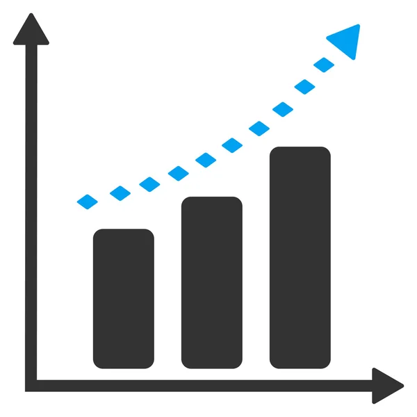 Ícone de barra de ferramentas de vetor de tendência positiva pontilhada — Vetor de Stock