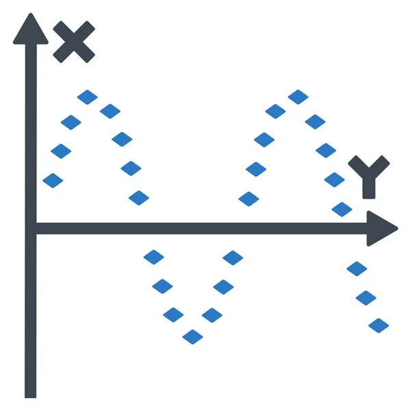 Prickade Sine Plot vektor verktygsfältsikon — Stock vektor