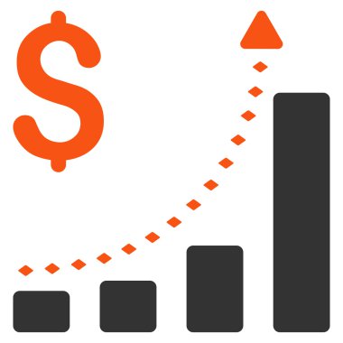 İş Bar grafiği olumlu Trend vektör araç çubuğu simgesi
