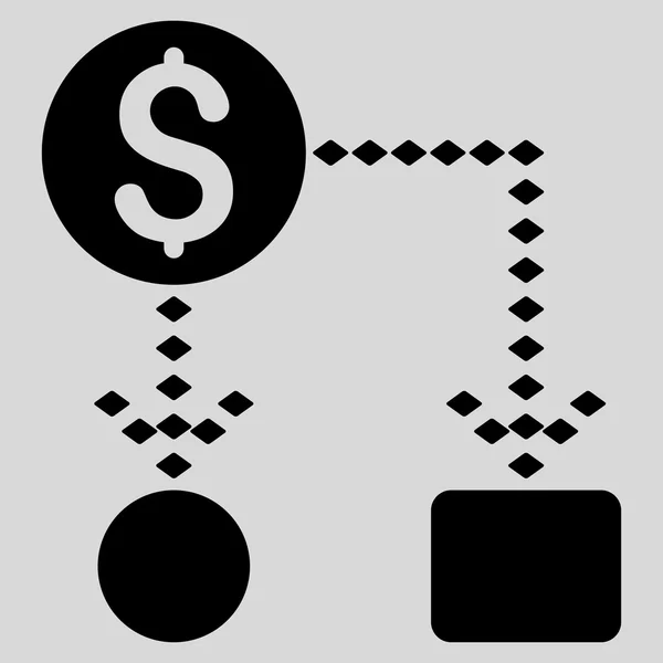 Icono de barra de herramientas de vectores de esquema de flujo de efectivo — Archivo Imágenes Vectoriales
