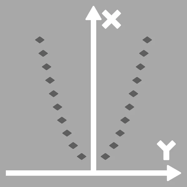 Ícone pontilhado da barra de ferramentas do vetor da parcela da parábola —  Vetores de Stock