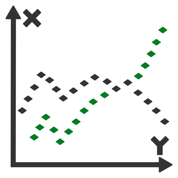 Punktierte Funktionen plotten Vektor-Symbolleiste Symbol — Stockvektor