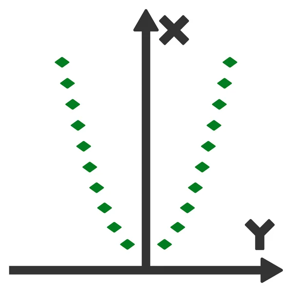 Dotted Parabola Plot Vector Toolbar Icon — Stock Vector