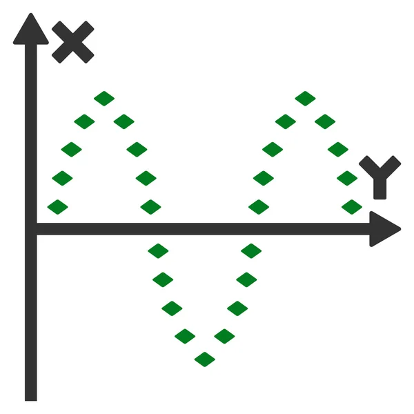 Icône de barre d'outils vectorielle de tracé sinusoïde pointillé — Image vectorielle