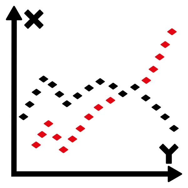 Punktierte Funktionen plotten Vektor-Symbolleiste Symbol — Stockvektor