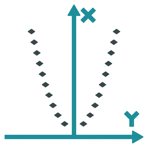 Gestippelde parabool Plot Vector werkbalkpictogram — Stockvector