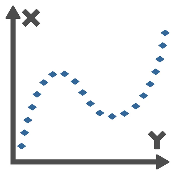 Ikona tlačítka panelu nástrojů graf vektorové funkce s tečkami — Stockový vektor