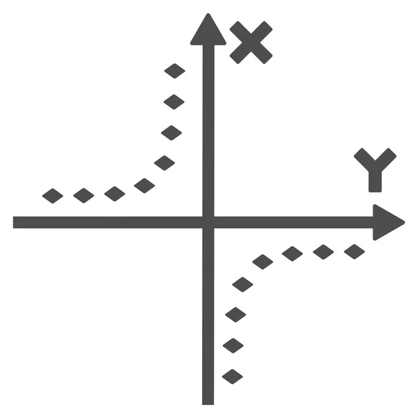 Icono de barra de herramientas de vector de parcela de hipérbola punteada — Vector de stock