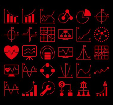 Kare Noktavektör Simgeleri ile İş Grafikleri