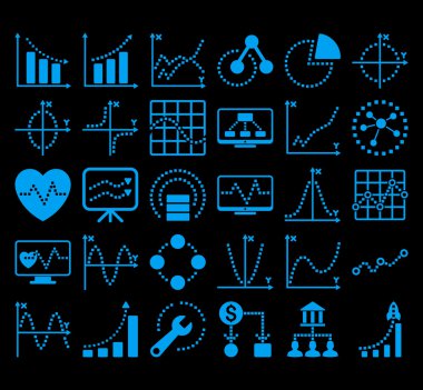 Kare Noktavektör Simgeleri ile İş Grafikleri