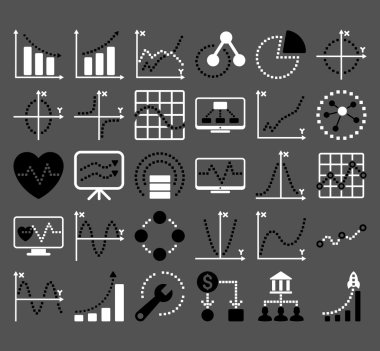 Kare Noktavektör Simgeleri ile İş Grafikleri