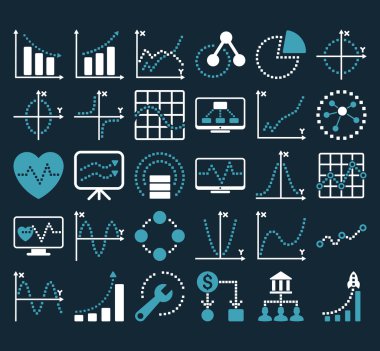 Kare Noktavektör Simgeleri ile İş Grafikleri