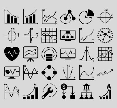 Kare Noktavektör Simgeleri ile İş Grafikleri