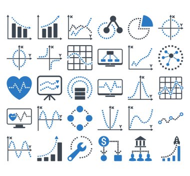 Kare Noktavektör Simgeleri ile İş Grafikleri