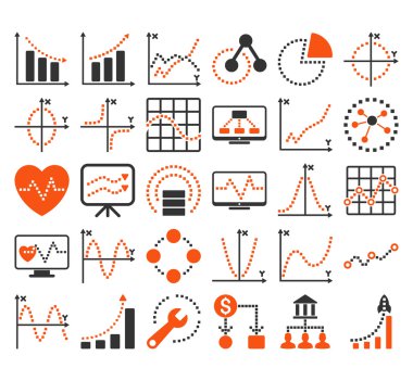 Kare Noktavektör Simgeleri ile İş Grafikleri