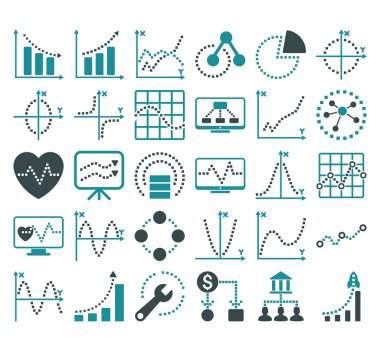 Kare Noktavektör Simgeleri ile İş Grafikleri