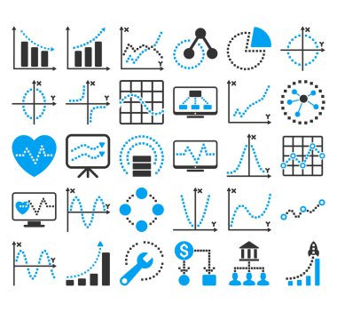 Kare Noktavektör Simgeleri ile İş Grafikleri