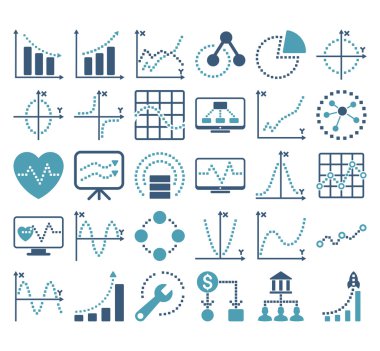 Kare Noktavektör Simgeleri ile İş Grafikleri