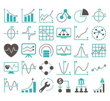 Kare Noktavektör Simgeleri ile İş Grafikleri