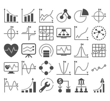 Kare Noktavektör Simgeleri ile İş Grafikleri