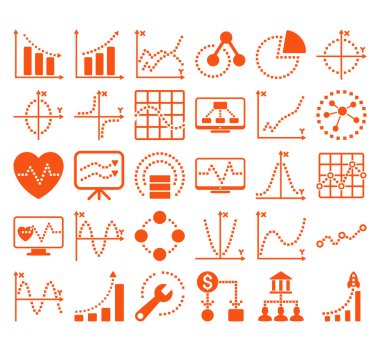 Kare Noktavektör Simgeleri ile İş Grafikleri