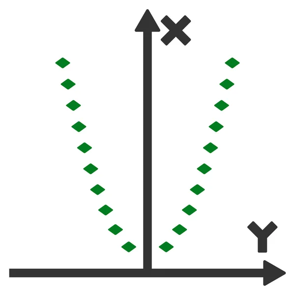 点線の放物線プロット グリフのツールバー アイコン — ストック写真