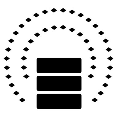 Veritabanı küre kalkan glif araç çubuğu simgesi