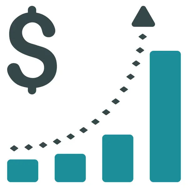 Ikona tlačítka panelu nástrojů Business Bar Chart pozitivní Trend glyfů — Stock fotografie