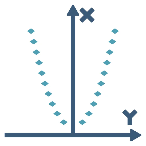 虚线的抛物线情节标志符号工具栏图标 — 图库照片
