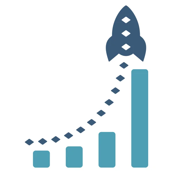 Icono de barra de herramientas de glifo gráfico de barra de negocio cohete — Foto de Stock