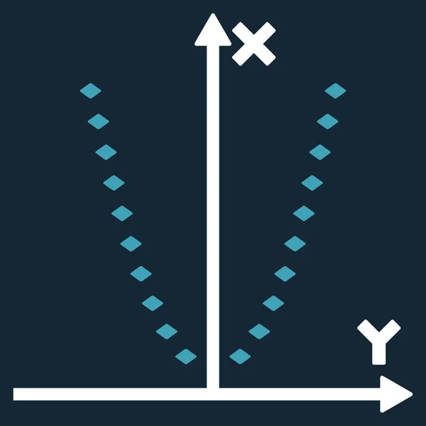 Gepunktetes Parabel-Plot-Symbol in der Symbolleiste — Stockfoto