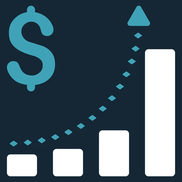 Ikona tlačítka panelu nástrojů Business Bar Chart pozitivní Trend glyfů — Stock fotografie