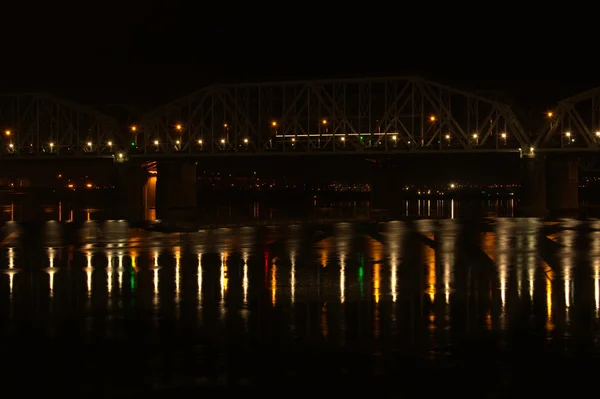 Pont ferroviaire Photo de nuit — Photo