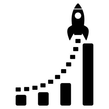 Roket iş başlangıç düz vektör simgesi