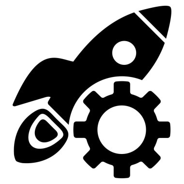 Roket geliştirme düz vektör simgesi