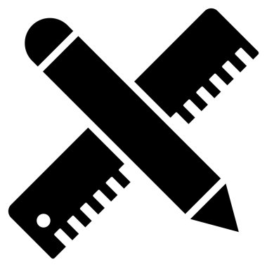 Cetvel ve kalem tasarım bakım düz vektör simgesi