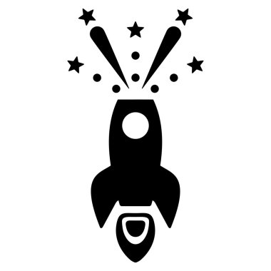 Uzay roketi Boom düz vektör simgesi