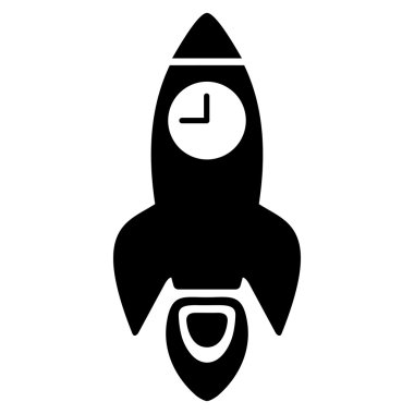 Uzay roket zaman düz vektör simgesi