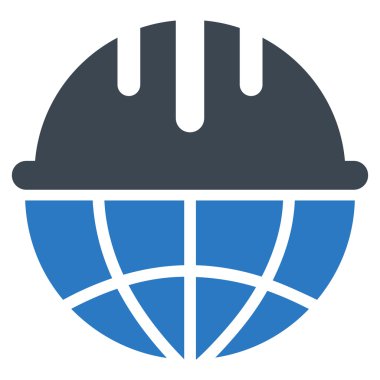 Küresel güvenlik kask düz vektör simgesi